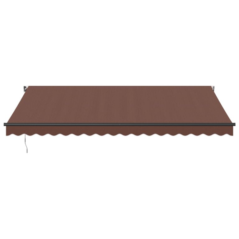 Copertină retractabilă manual cu LED, maro, 450x300 cm