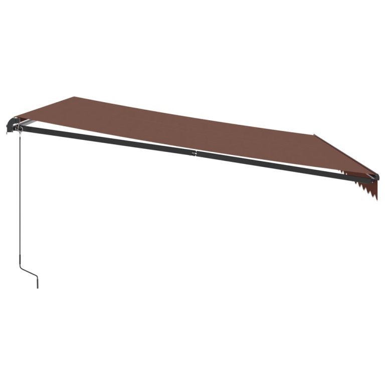 Copertină retractabilă manual cu LED, maro, 450x300 cm