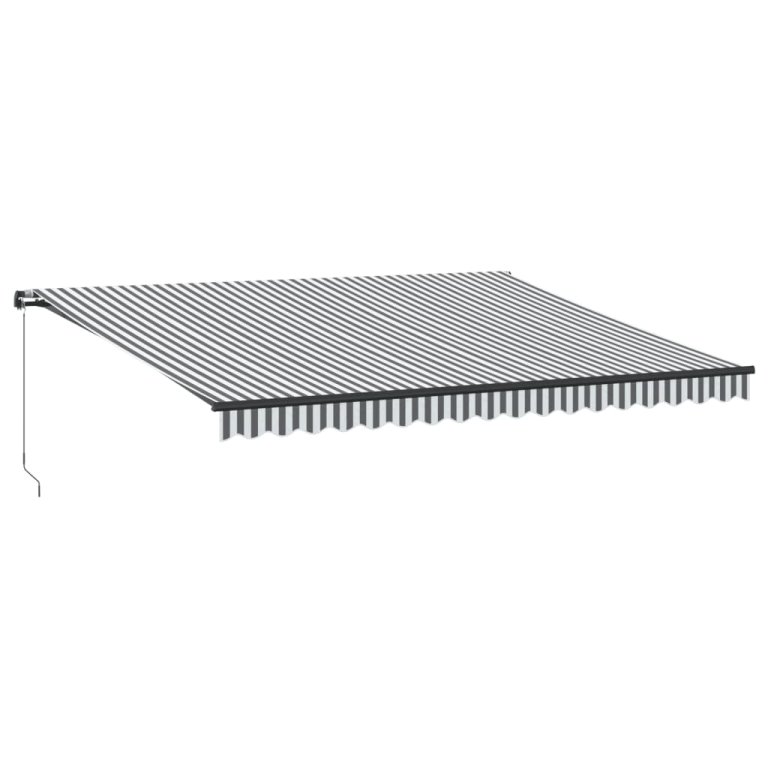 Copertină retractabilă manual cu LED, antracit/alb, 450x300 cm