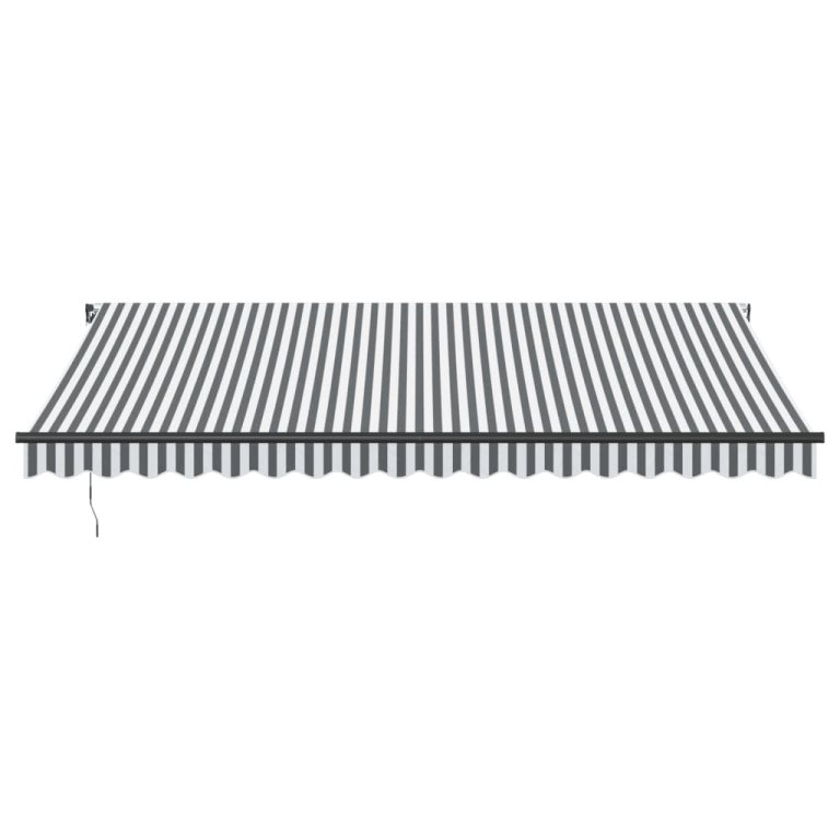 Copertină retractabilă manual cu LED, antracit/alb, 450x300 cm