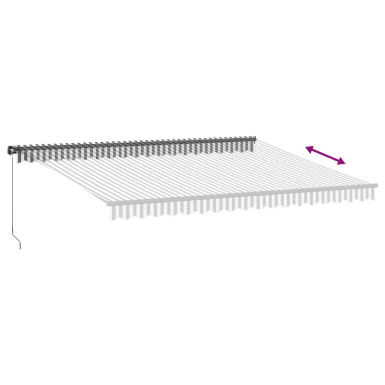 Copertină retractabilă manual cu LED, antracit/alb, 450x300 cm