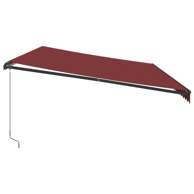 Copertina retractabilă manual cu LED-uri, vișiniu, 600x350 cm