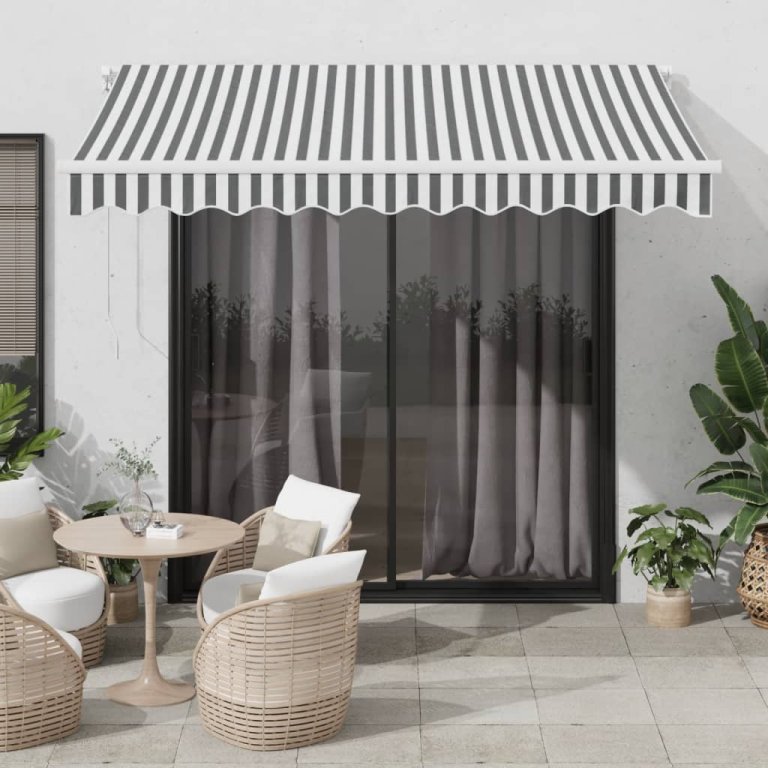 Copertină retractabilă automat cu LED, antracit/alb, 300x250 cm