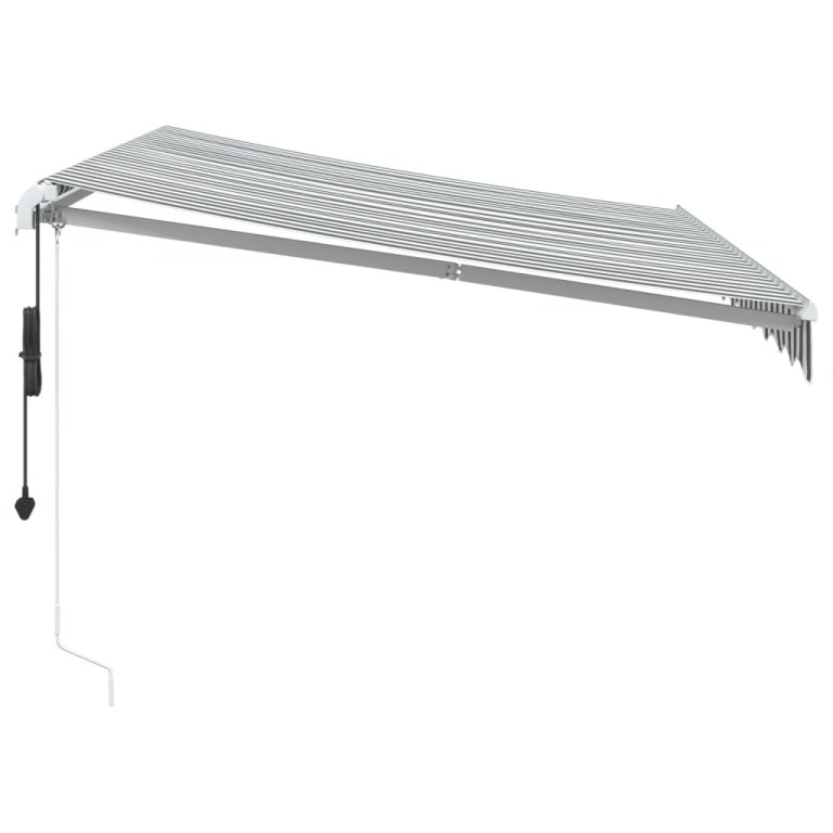 Copertină retractabilă automat cu LED, antracit/alb, 300x250 cm