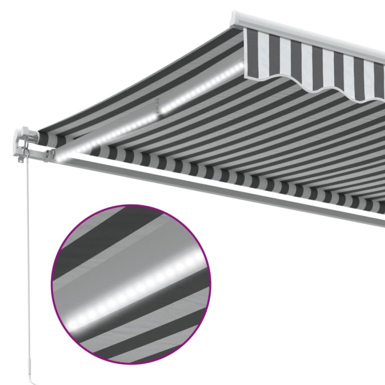 Copertină retractabilă manual cu LED, antracit/alb, 450x350 cm