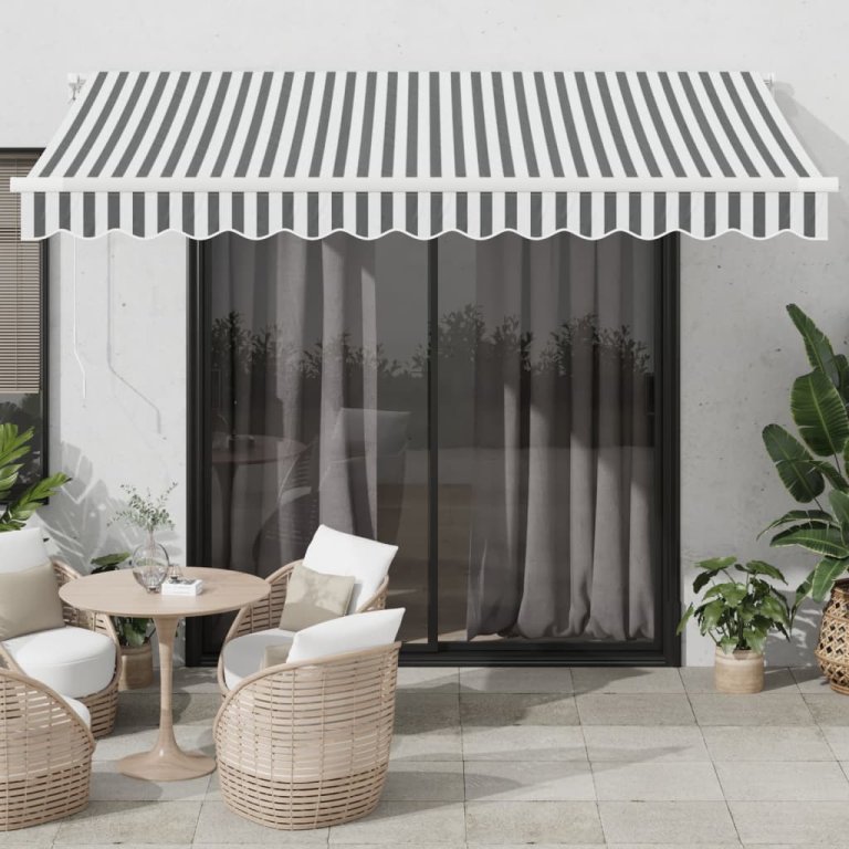 Copertină retractabilă automat cu LED, antracit/alb, 350x250 cm