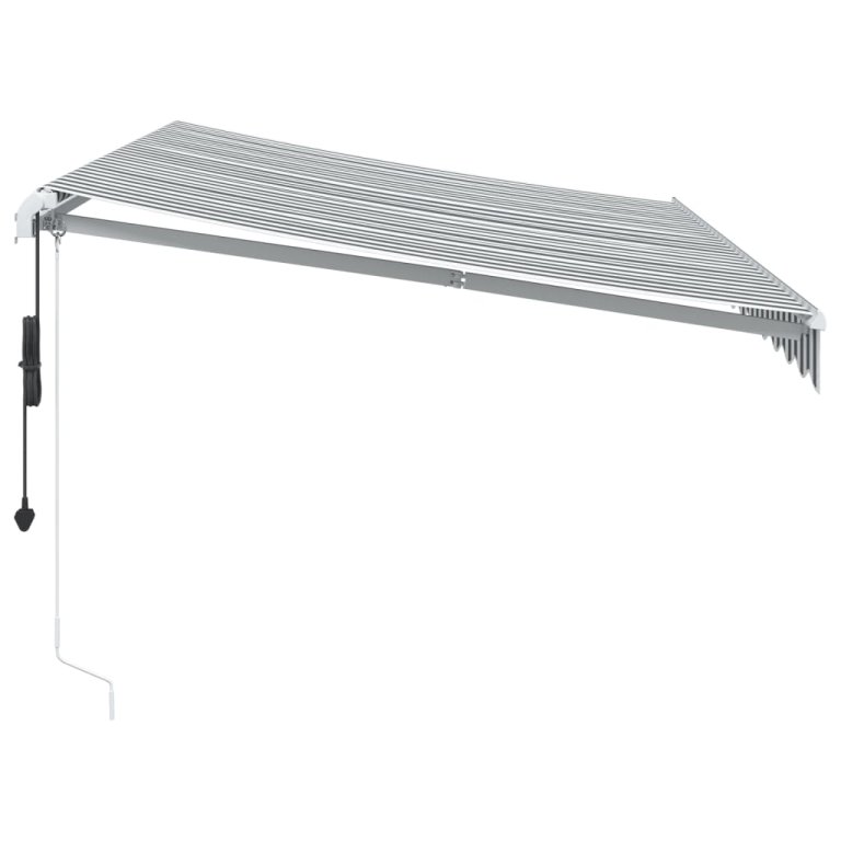 Copertină retractabilă automat cu LED, antracit/alb, 350x250 cm