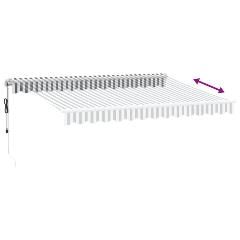 Copertină retractabilă automat cu LED, antracit/alb, 350x250 cm