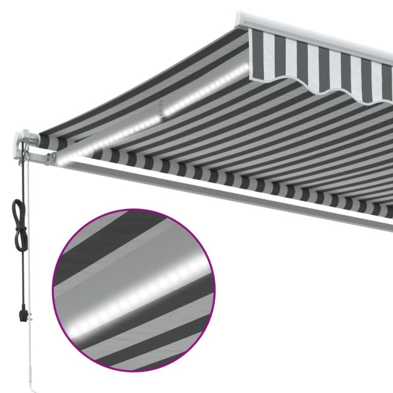 Copertină retractabilă automat cu LED, antracit/alb, 350x250 cm