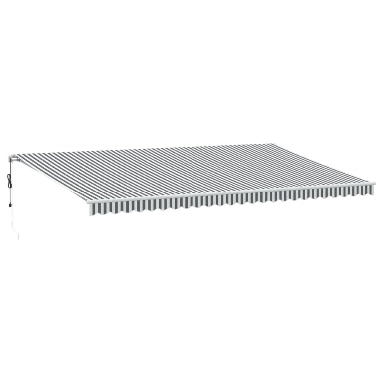 Copertină retractabilă automat cu LED, antracit/alb, 600x350 cm