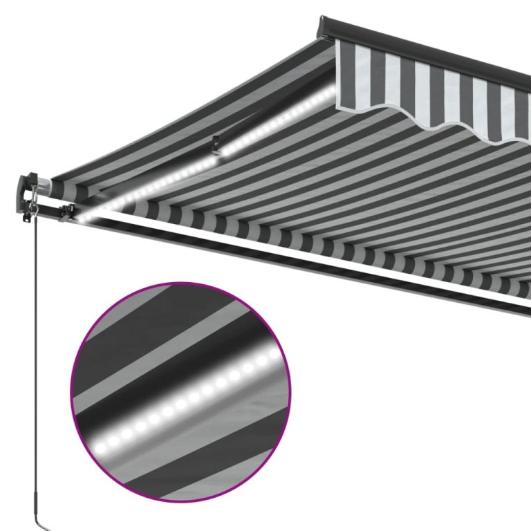 Copertină retractabilă manual cu LED-uri antracit/alb 450x350cm