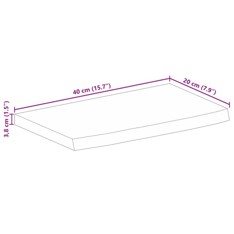 Blat de masă contur organic 40x20x3,8 cm lemn masiv de mango