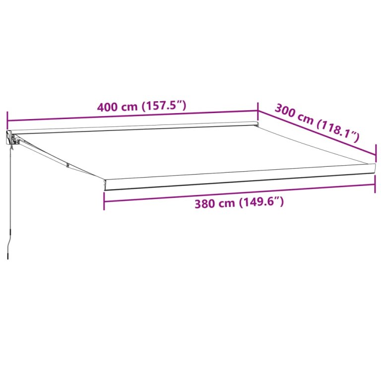 Copertina retractabilă manual, vișiniu, 400x300 cm