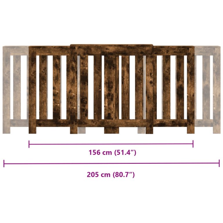 Mască pentru calorifer stejar fumuriu 205x21,5x83,5 cm lemn