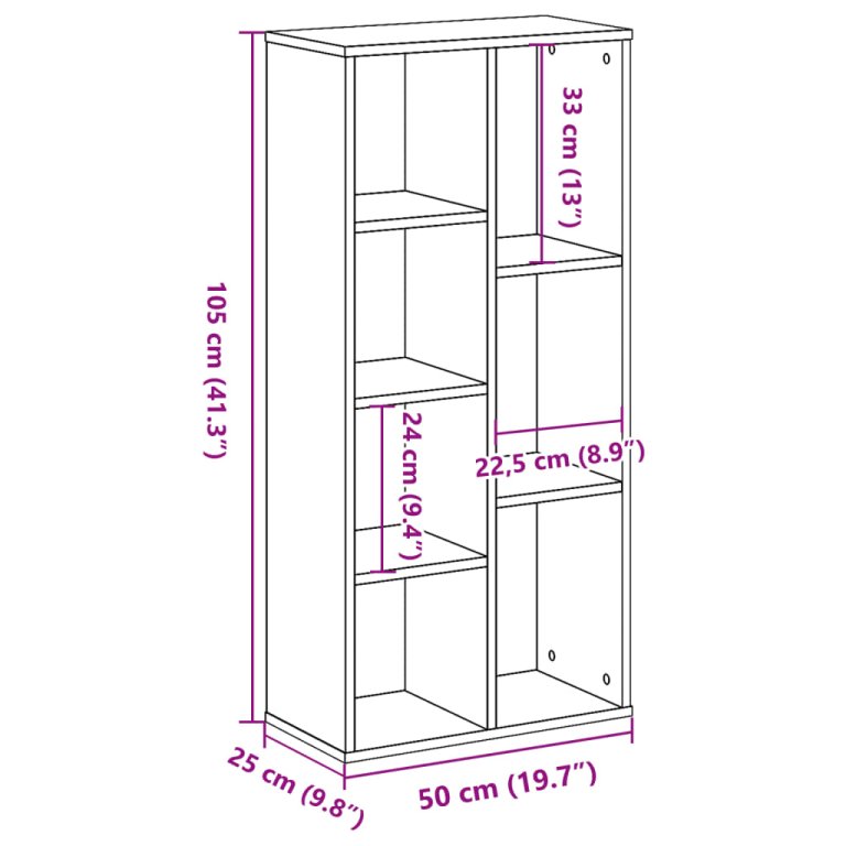 Bibliotecă, stejar sonoma, 50x25x105 cm, lemn prelucrat