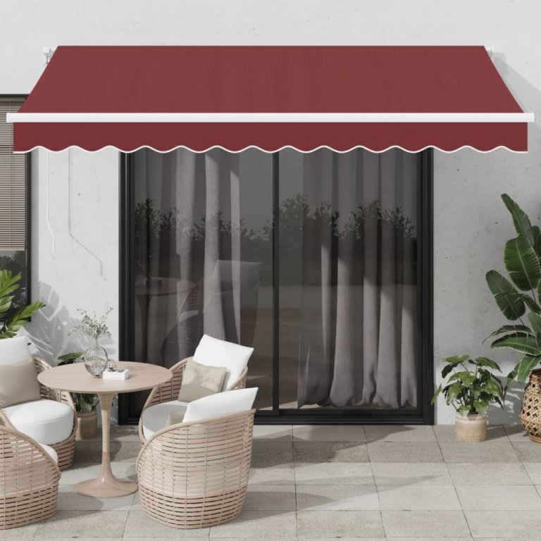 Copertina retractabilă automat cu LED, vișiniu, 350x250 cm