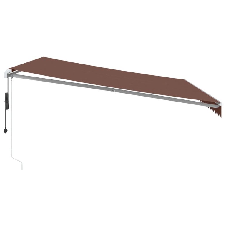 Copertină retractabilă manual cu LED, maro, 500x300 cm