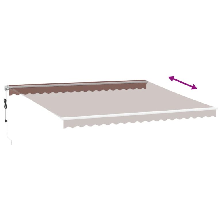 Copertină retractabilă manual cu LED, maro, 500x300 cm