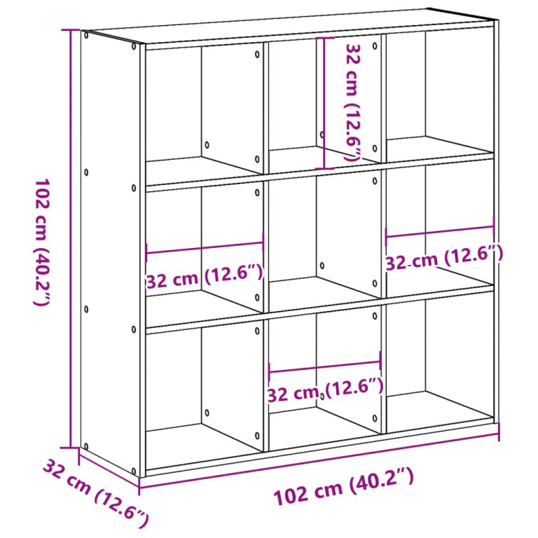 Bibliotecă, stejar maro, 102x32x102 cm, lemn prelucrat