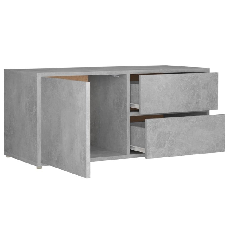 Dulap TV, gri beton, 80x34x36 cm, lemn prelucrat