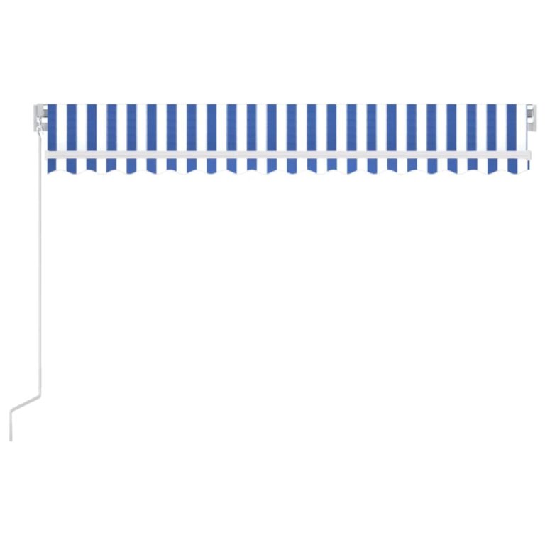 Copertină retractabilă manual LED, albastru și alb, 400x300 cm