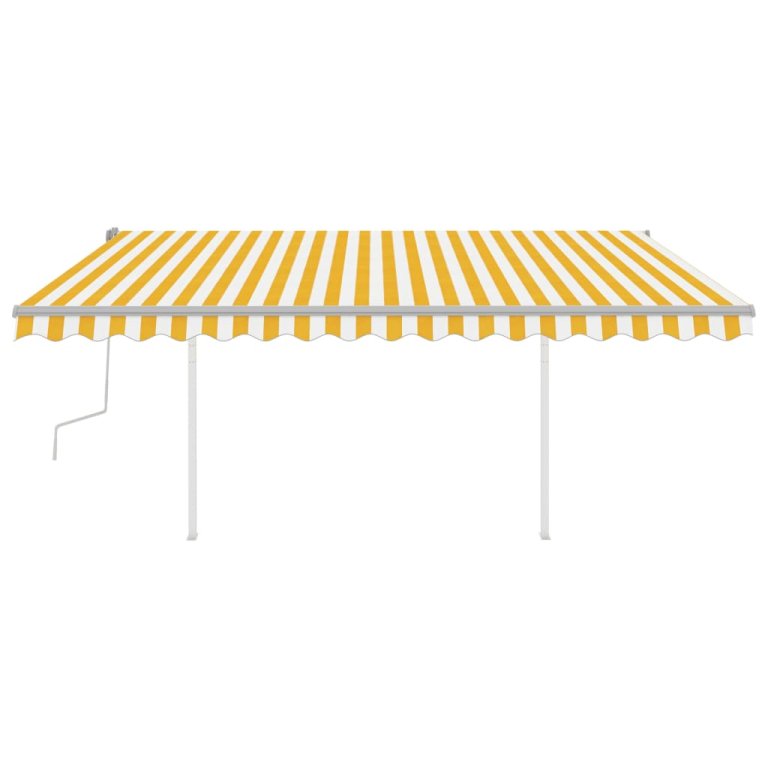 Copertină retractabilă manual, cu LED galben și alb, 4,5x3,5 m