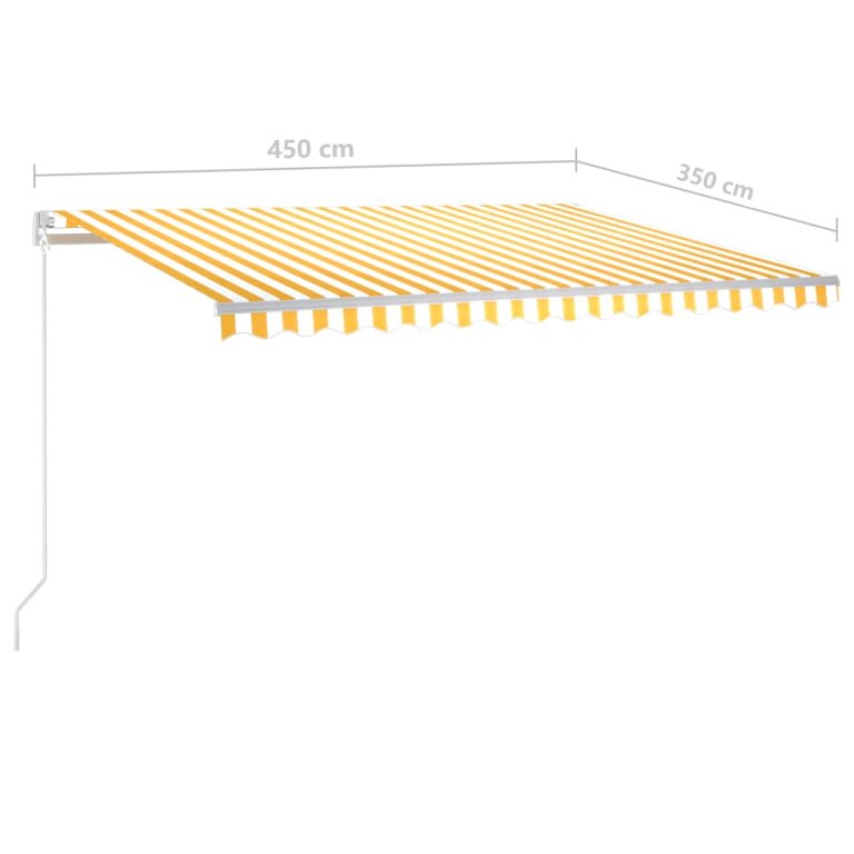 Copertină retractabilă manual, cu LED galben și alb, 4,5x3,5 m