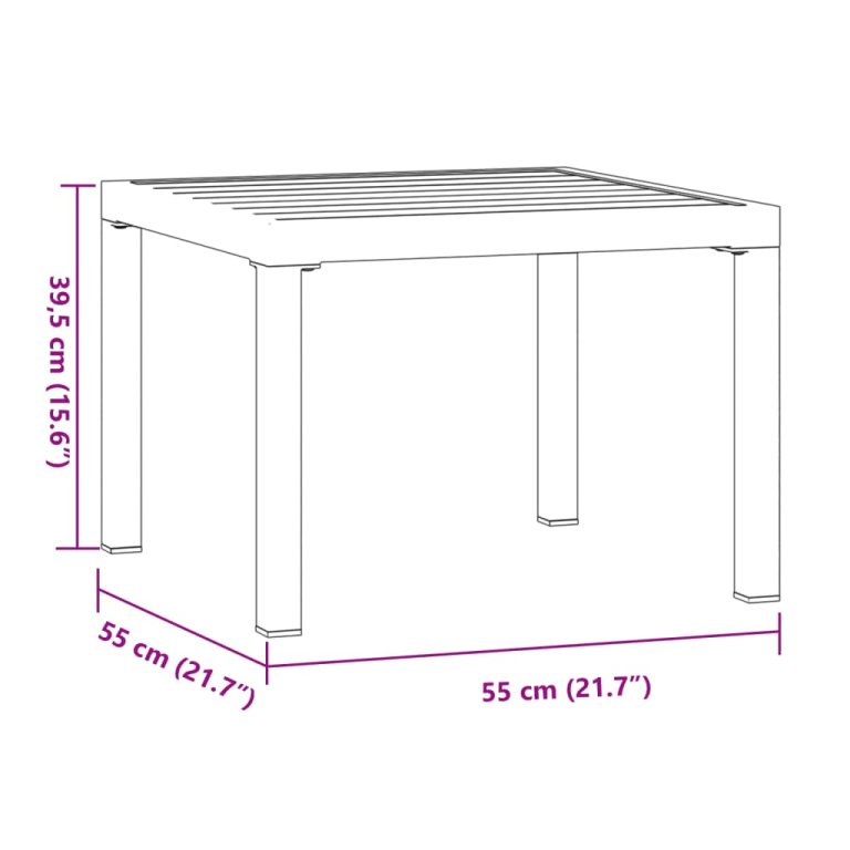 Masă cafea grădină negru 55x55x39,5cm oțel vopsit electrostatic