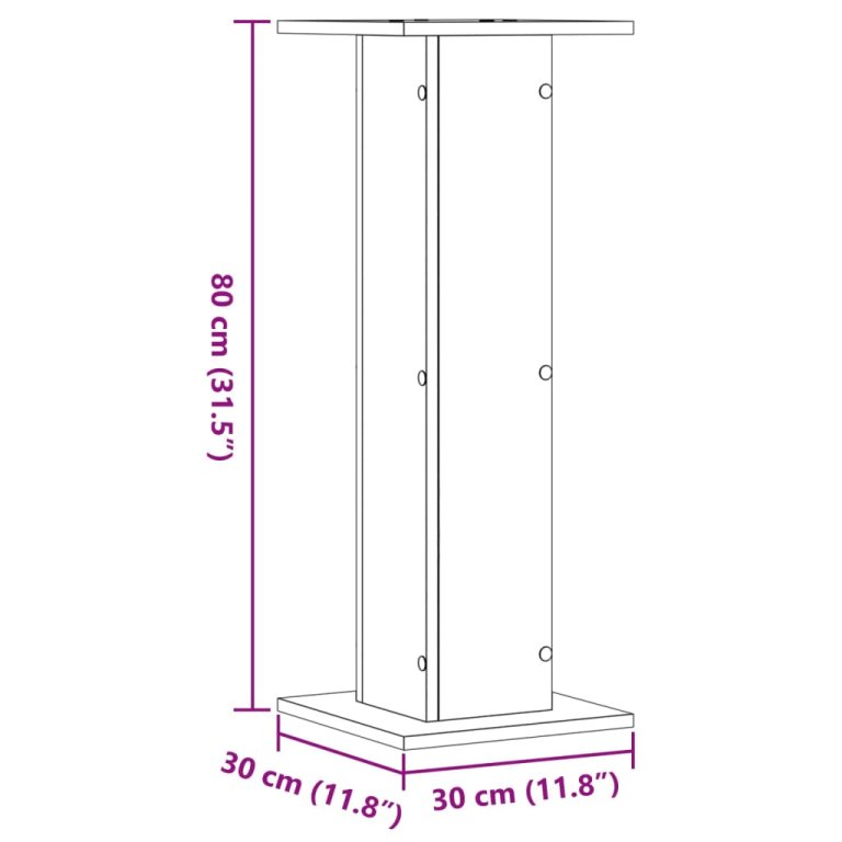 Suporturi difuzoare, 2 buc., alb, 30x30x80 cm, lemn prelucrat