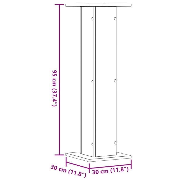 Noptiere, 2 buc., gri beton, 30x30x95 cm, lemn prelucrat