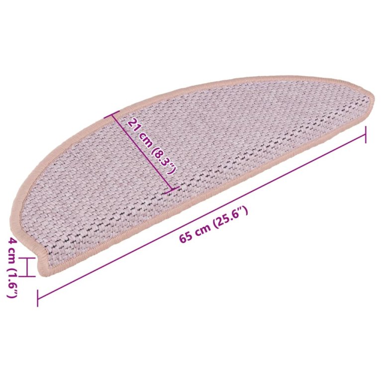 Covorașe scări autoadezive 15 buc. roșu 65x21x4 cm aspect sisal