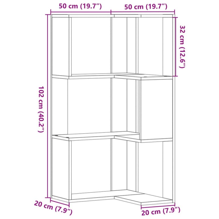 Bibliotecă 3 niveluri negru 50x50x102 cm lemn prelucrat