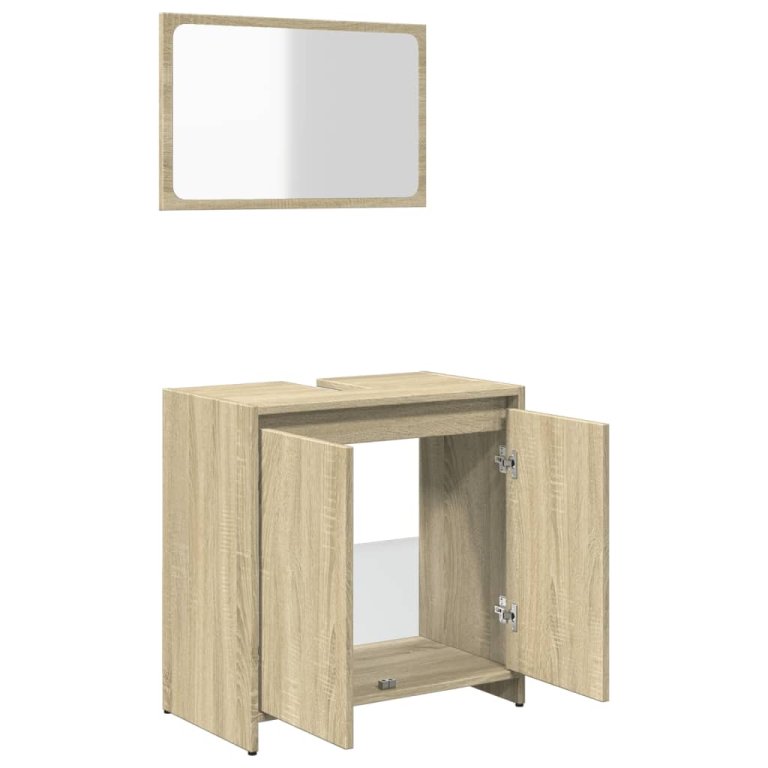 Set mobilier de baie, 2 piese, stejar sonoma, lemn prelucrat