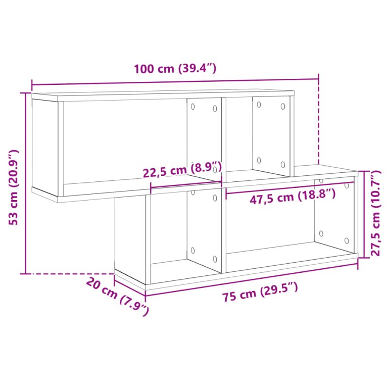 Raft de perete, alb, 100x20x53 cm, lemn prelucrat