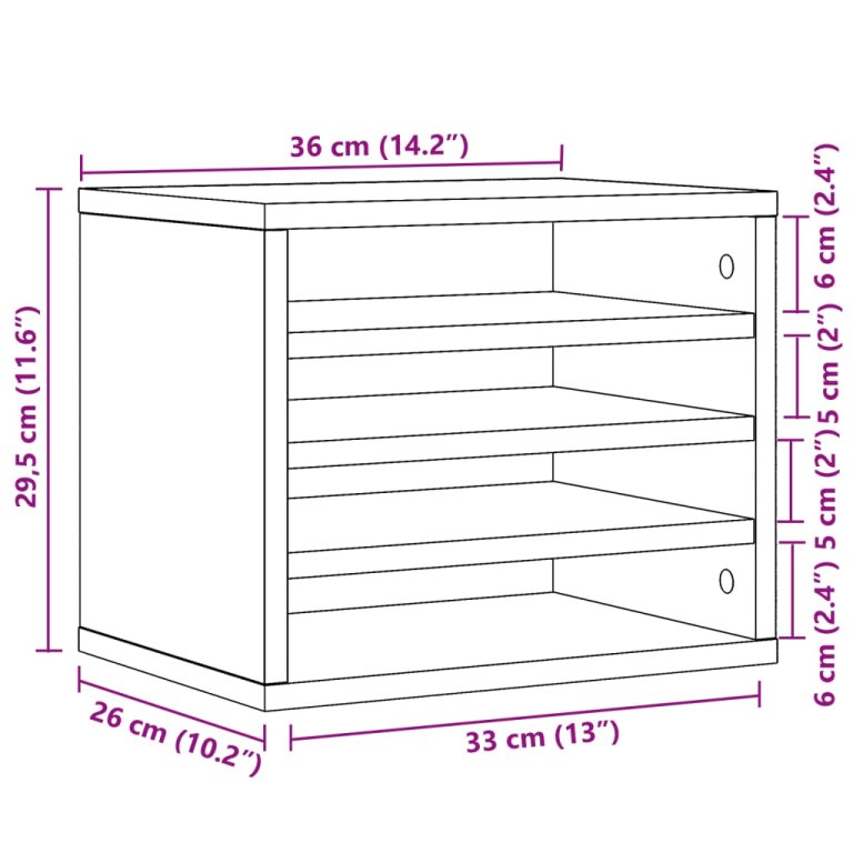 Organizator birou, gri beton, 36x26x29,5 cm lemn prelucrat