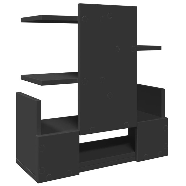 Organizator de birou, negru, 49x20x52,5 cm, lemn prelucrat