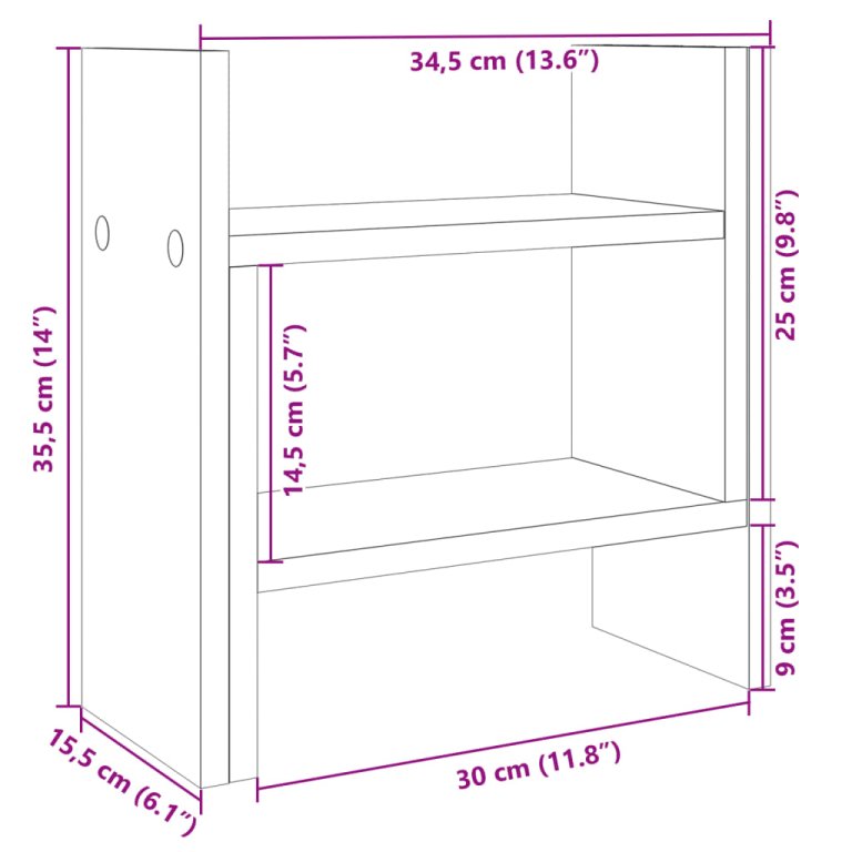 Organizator birou, gri beton, 34,5x15,5x35,5 cm lemn prelucrat