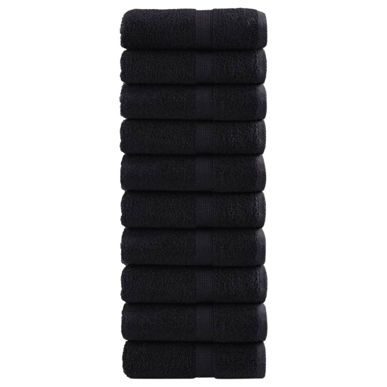 Prosoape mâini premium SOLUND 10 buc negru 30x30 cm 600 gsm