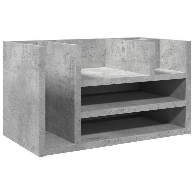 Organizator birou, gri beton, 44,5x24x25 cm lemn prelucrat