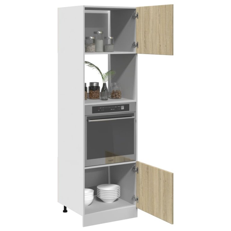 Dulap cuptor microunde, stejar Sonoma, 60 x 57 x 207 cm, PAL