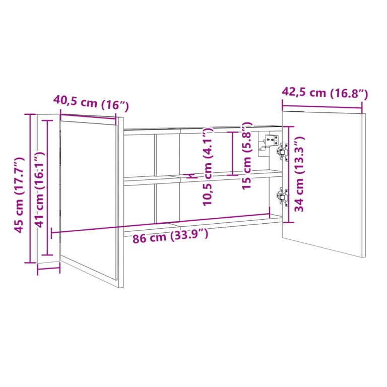 Dulap cu oglindă & LED stejar sonoma 100x12x45 cm lemn compozit