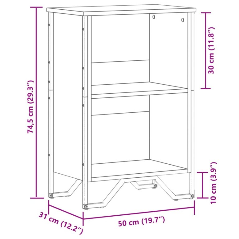 Bibliotecă, stejar sonoma, 50x31x74,5 cm, lemn prelucrat