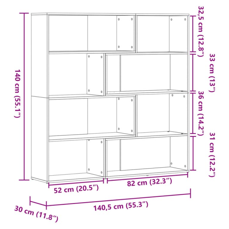 Bibliotecă de colț cu 4 niveluri stejar sonoma 85x85x140cm lemn