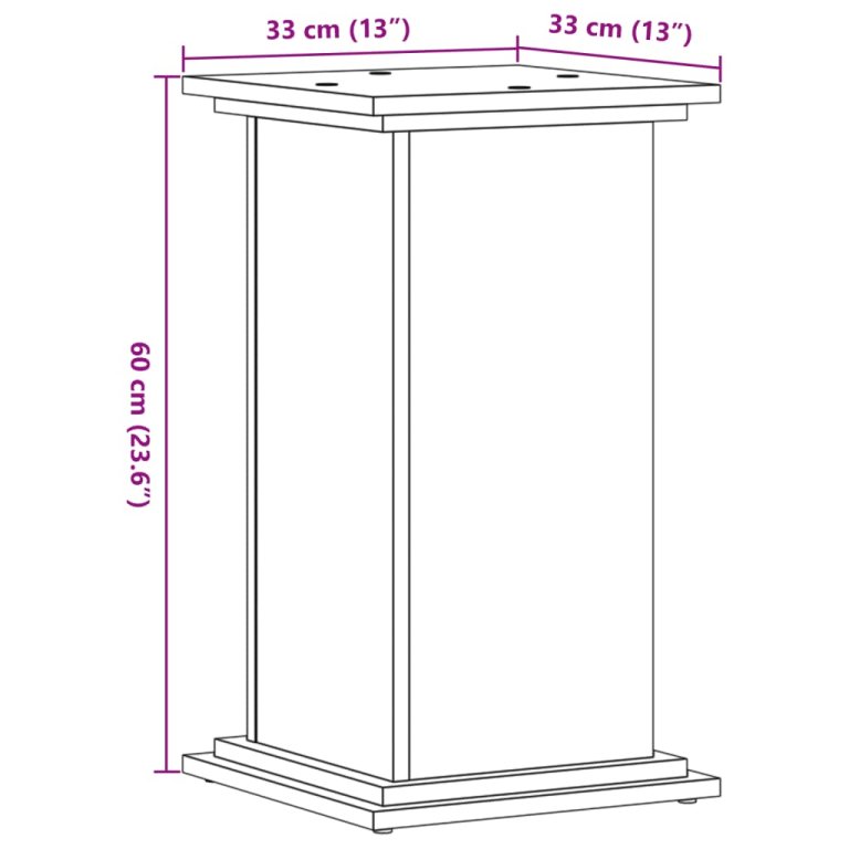 Suport de plante, sonoma gri, 33x33x60 cm, lemn prelucrat