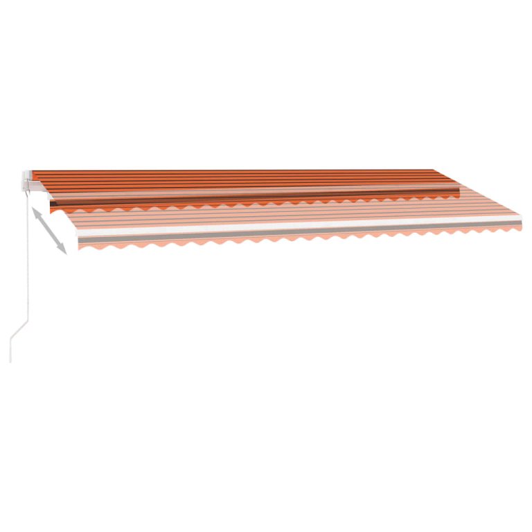 Copertină retractabilă manual cu LED portocaliu&maro 500x300 cm