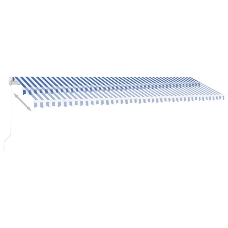 Copertină retractabilă manual cu LED albastru și alb 600x300 cm