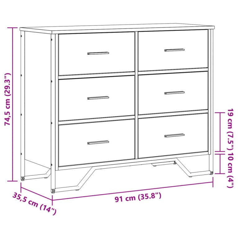 Comodă cu sertare, gri sonoma 91x35,5x74,5 cm lemn prelucrat