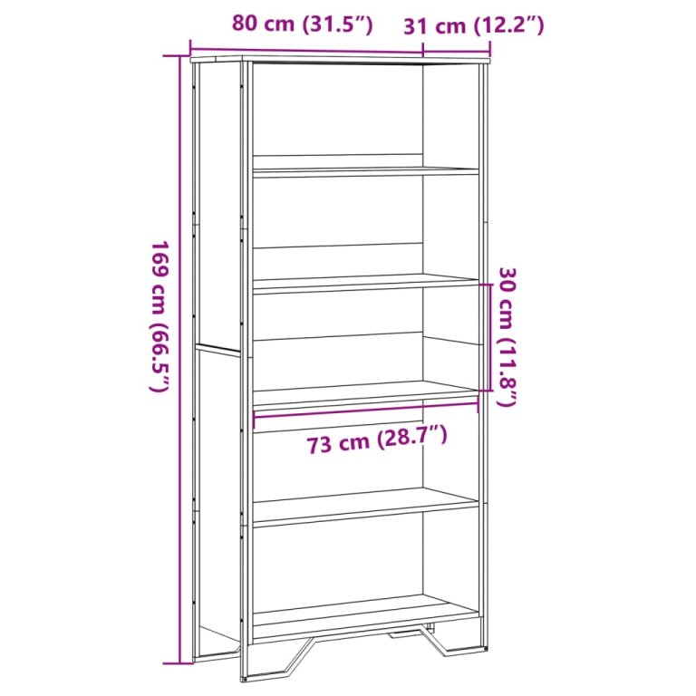 Bibliotecă, stejar sonoma, 80x31x169 cm, lemn prelucrat