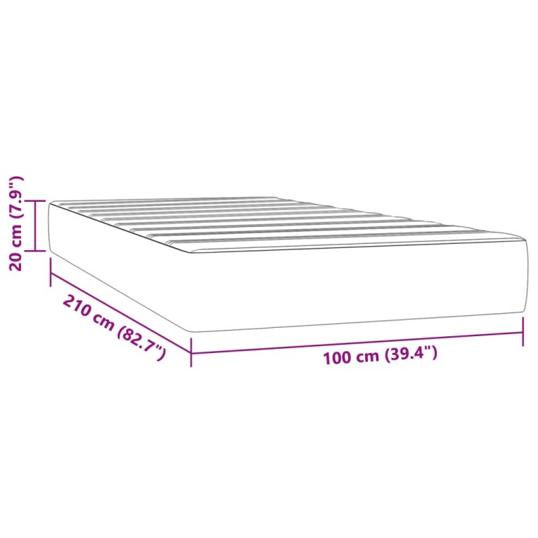 Saltea de pat cu arcuri, gri deschis, 100x210x20 cm, catifea