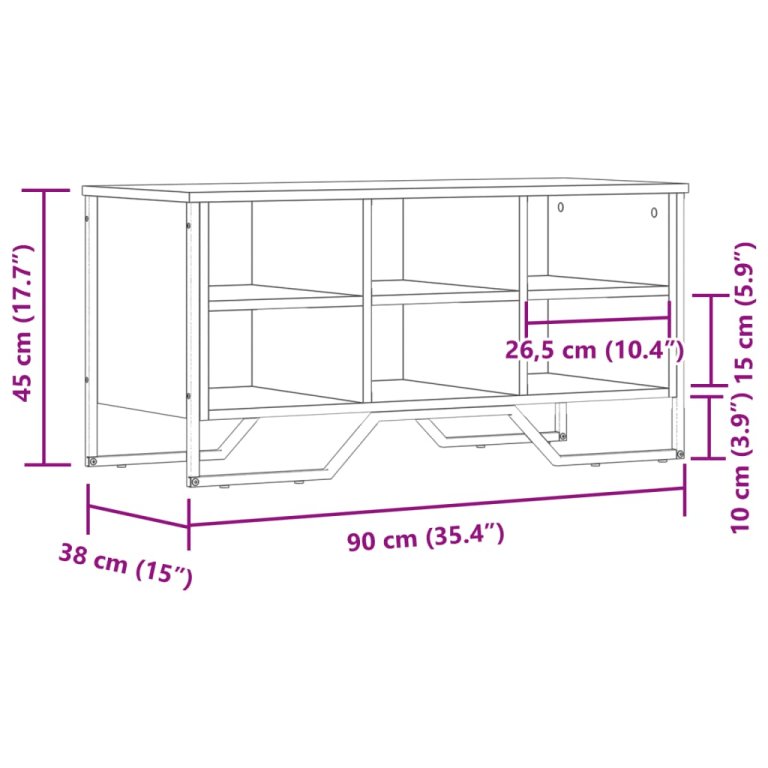 Pantofar, gri sonoma, 90x38x45,5 cm, lemn prelucrat